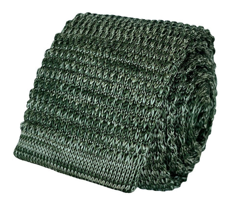 khaki olive army green and white speckled knitted tie